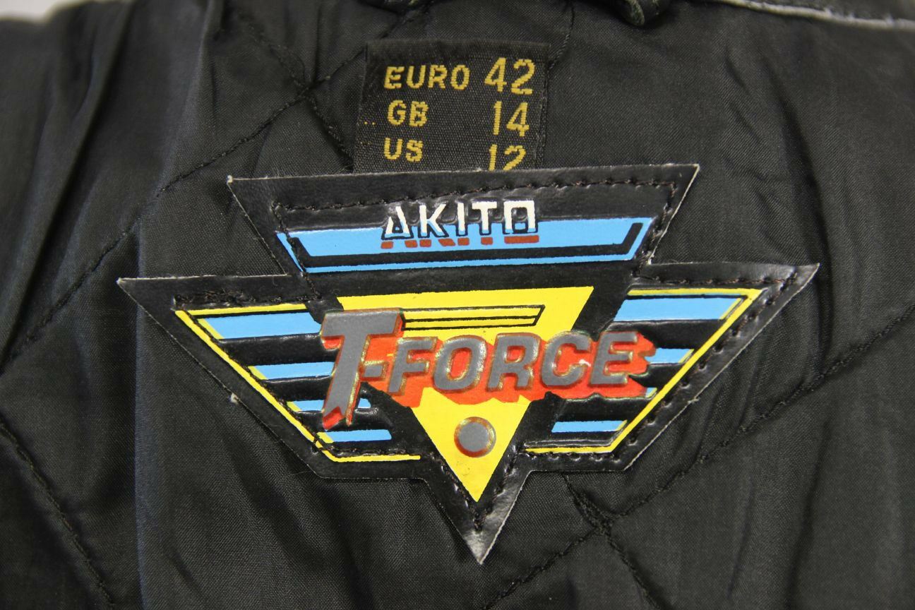 AKITO T-FORCE CLASSIC BLACK LEATHER BIKER JACKET SIZE 14