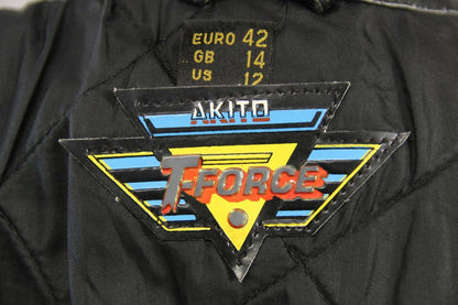 AKITO T-FORCE CLASSIC BLACK LEATHER BIKER JACKET SIZE 14