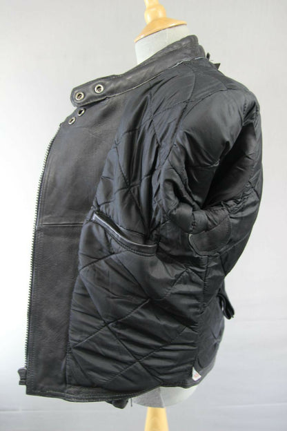 AKITO T-FORCE CLASSIC BLACK LEATHER BIKER JACKET SIZE 14