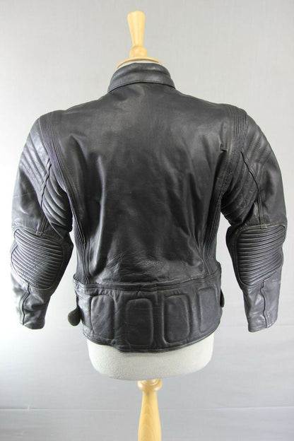 CLASSIC BLACK DYNAMIC LEATHERS BIKER JACKET SIZE 12