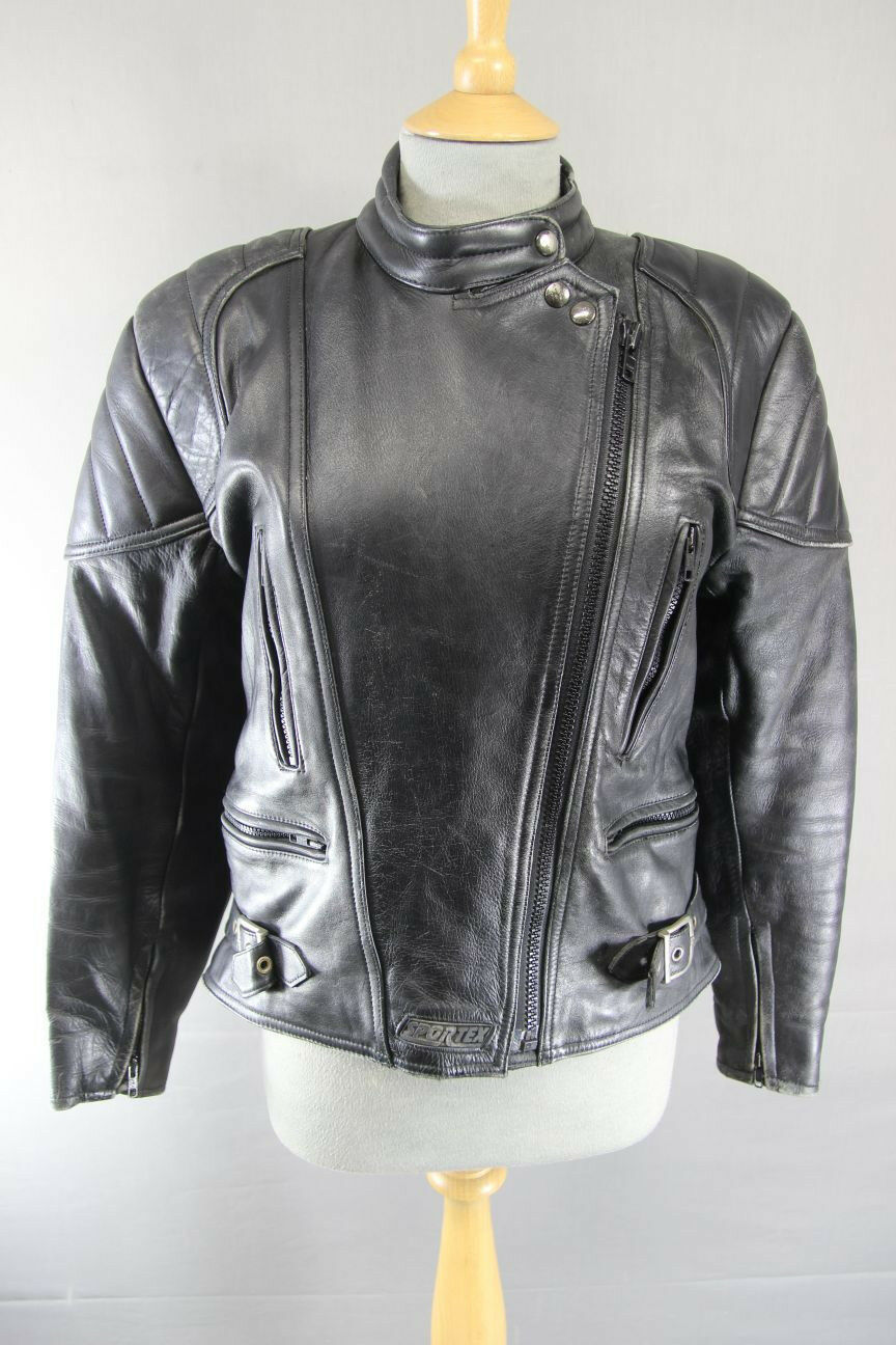 SUPERB QUALITY BLACK LEATHER SPORTEX A5 BIKER JACKET: SIZE 16