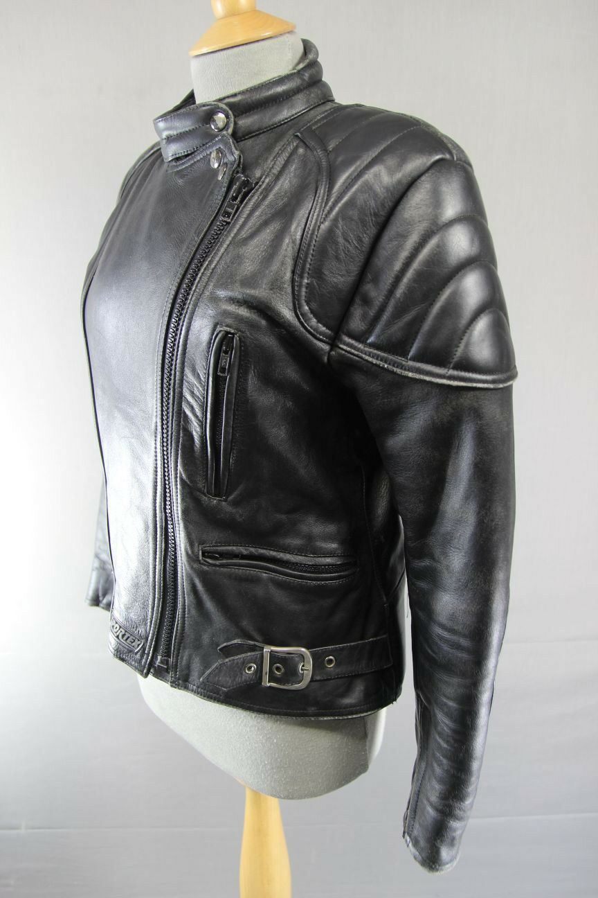 SUPERB QUALITY BLACK LEATHER SPORTEX A5 BIKER JACKET: SIZE 16