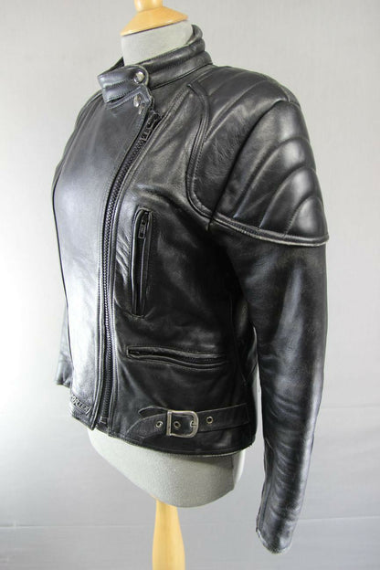 SUPERB QUALITY BLACK LEATHER SPORTEX A5 BIKER JACKET: SIZE 16