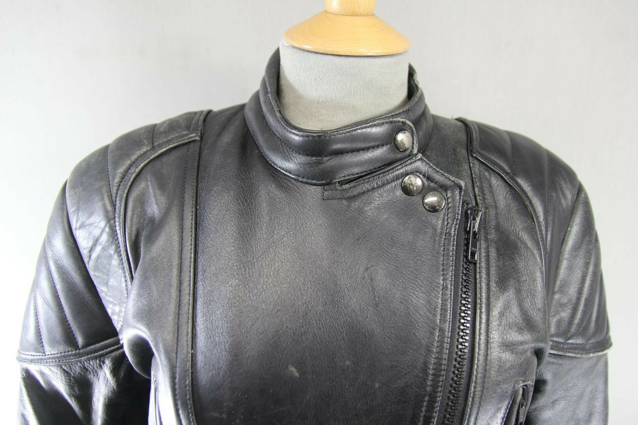 SUPERB QUALITY BLACK LEATHER SPORTEX A5 BIKER JACKET: SIZE 16