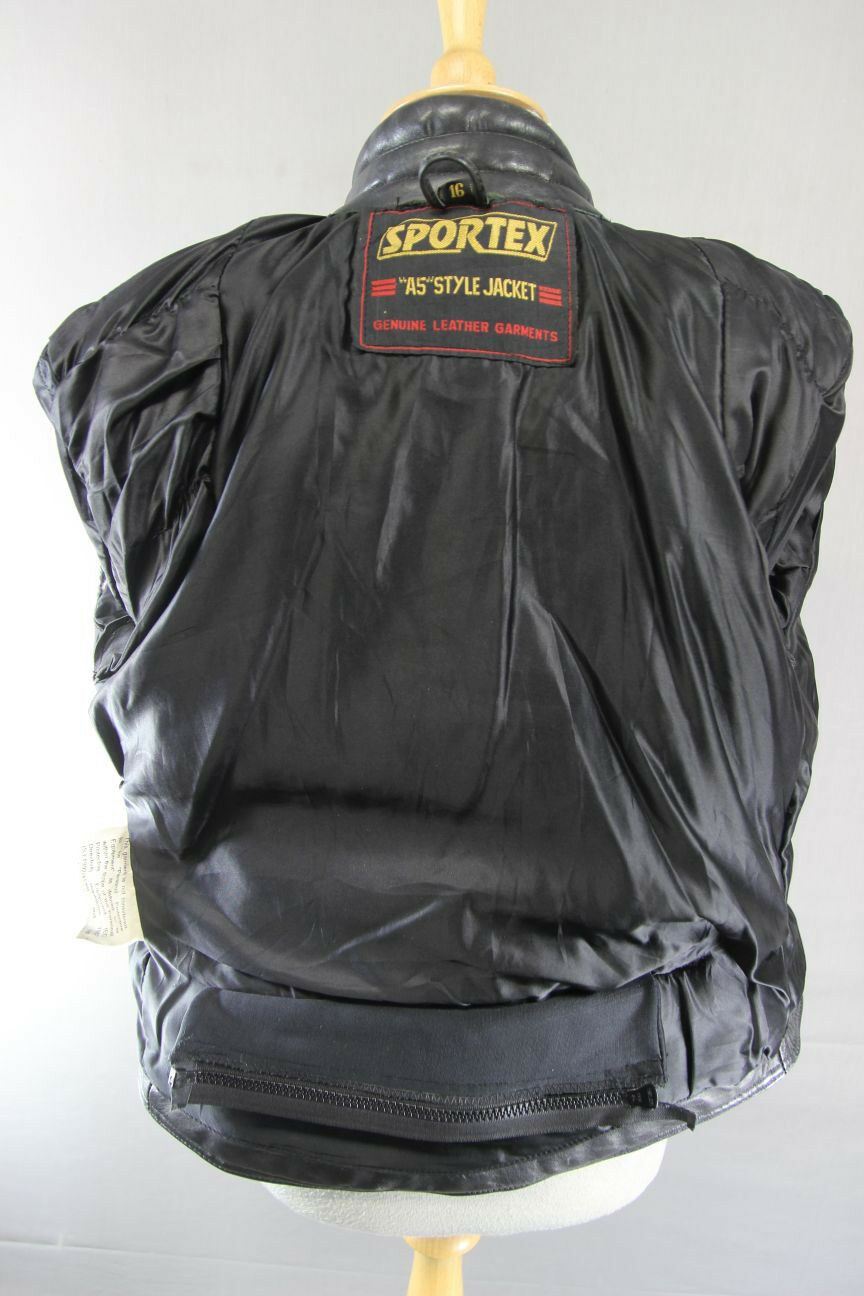 SUPERB QUALITY BLACK LEATHER SPORTEX A5 BIKER JACKET: SIZE 16