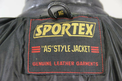 SUPERB QUALITY BLACK LEATHER SPORTEX A5 BIKER JACKET: SIZE 16
