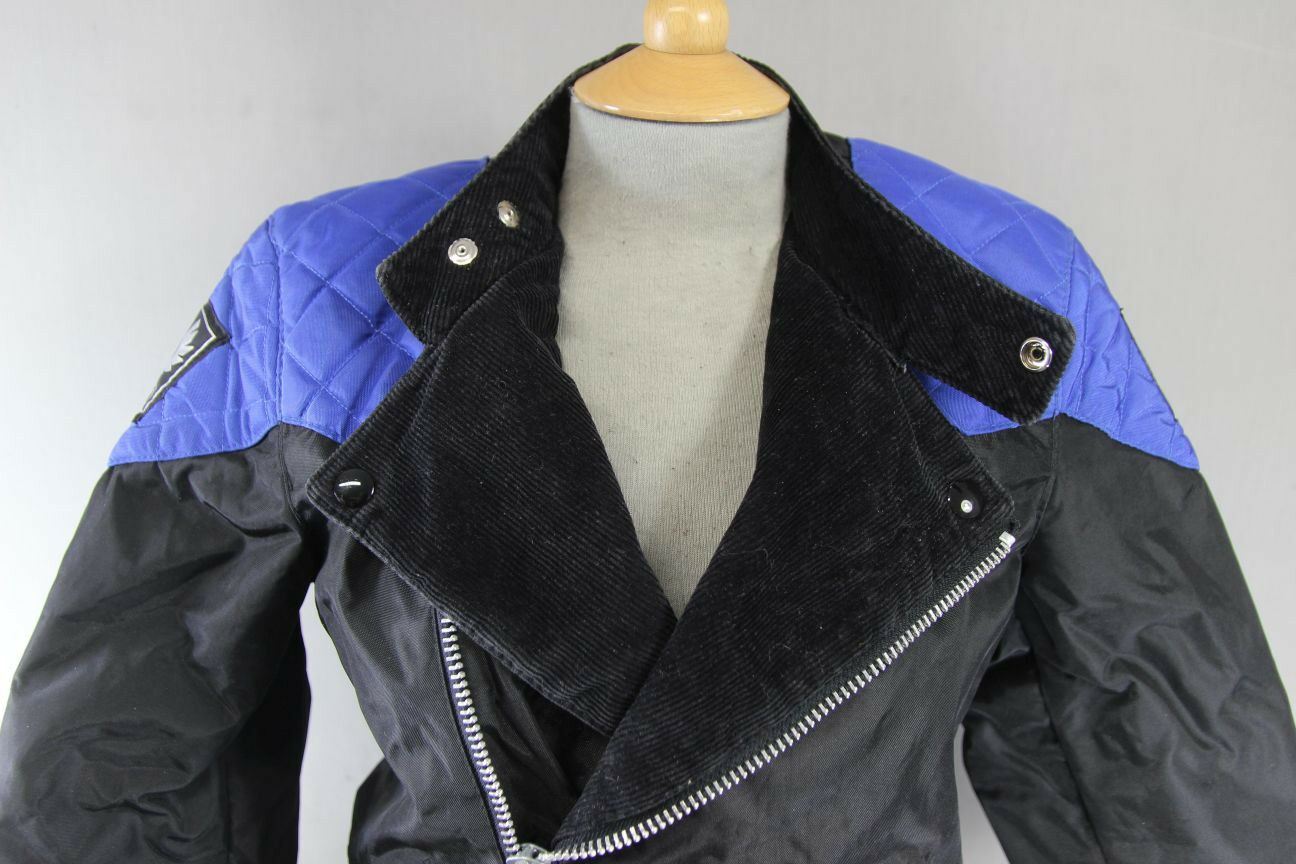 BELSTAFF OUTLAW BRITISH MADE RETRO BLACK & BLUE TEXTILE BIKER JACKET 33 INCH/XS