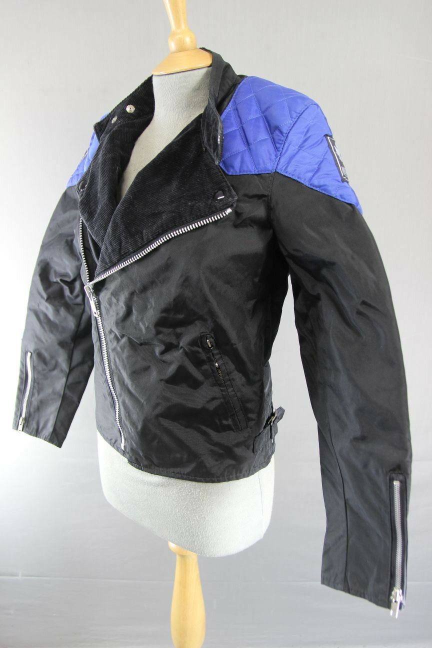 BELSTAFF OUTLAW BRITISH MADE RETRO BLACK & BLUE TEXTILE BIKER JACKET 33 INCH/XS