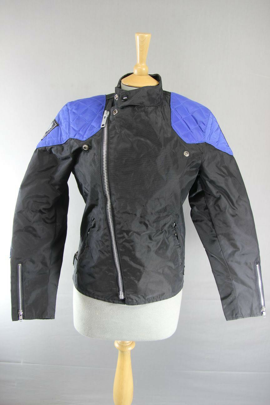 BELSTAFF OUTLAW BRITISH MADE RETRO BLACK & BLUE TEXTILE BIKER JACKET 33 INCH/XS