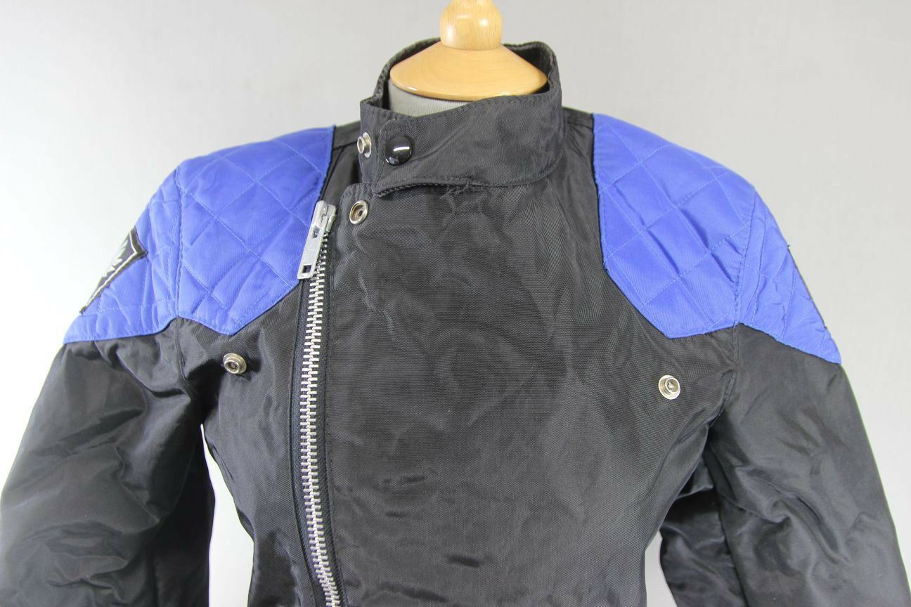 BELSTAFF OUTLAW BRITISH MADE RETRO BLACK & BLUE TEXTILE BIKER JACKET 33 INCH/XS