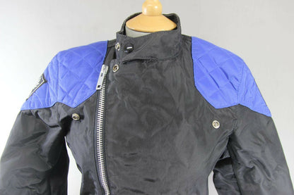 BELSTAFF OUTLAW BRITISH MADE RETRO BLACK & BLUE TEXTILE BIKER JACKET 33 INCH/XS