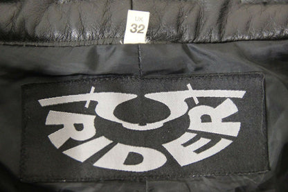 RIDER BLACK LEATHER BIKER TROUSERS: WAIST 32 INCHES/INSIDE LEG 29 INCHES