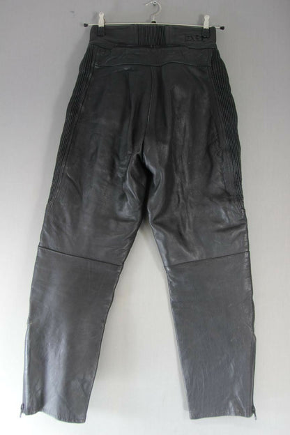JTS BLACK COWHIDE LEATHER BIKER TROUSERS SIZE 14: WAIST 28 IN/INSIDE LEG 28 IN