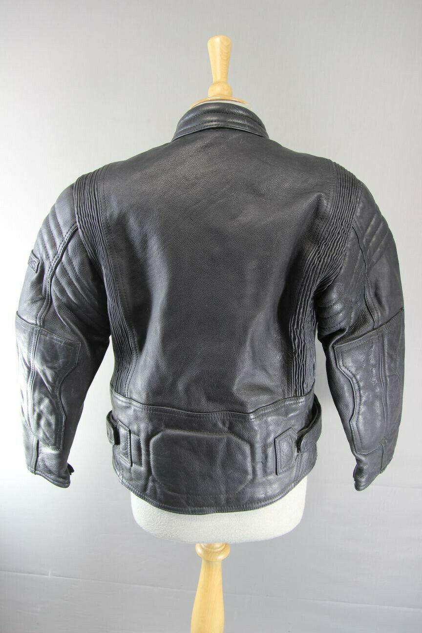 JUST BIKERS CLASSIC BLACK LEATHER BIKER JACKET: SIZE 12