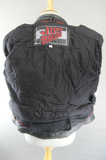 JUST BIKERS CLASSIC BLACK LEATHER BIKER JACKET: SIZE 12