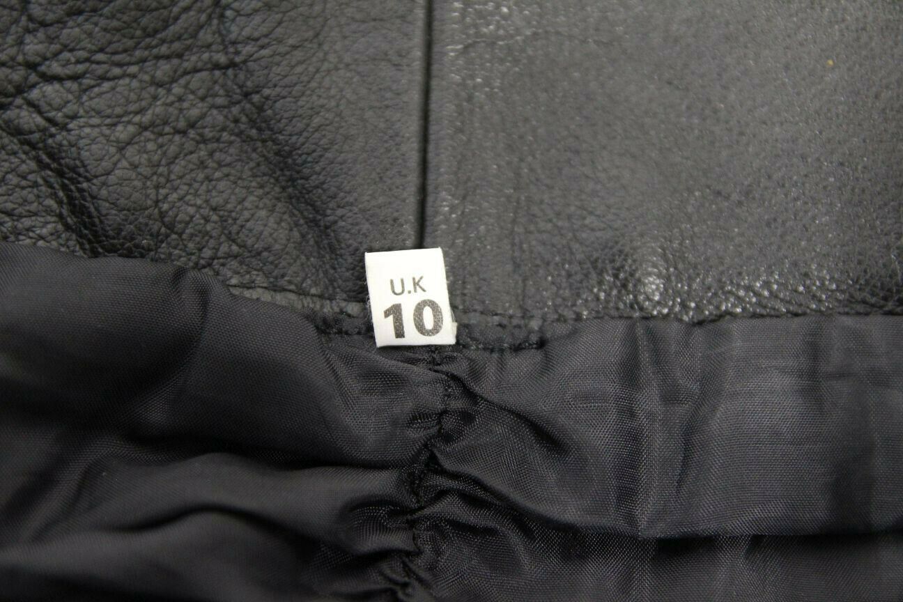 RIDER BLACK LEATHER BIKER TROUSERS SIZE 10: WAIST 28 INCHES/INSIDE LEG 28 INCHES