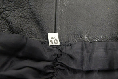 RIDER BLACK LEATHER BIKER TROUSERS SIZE 10: WAIST 28 INCHES/INSIDE LEG 28 INCHES