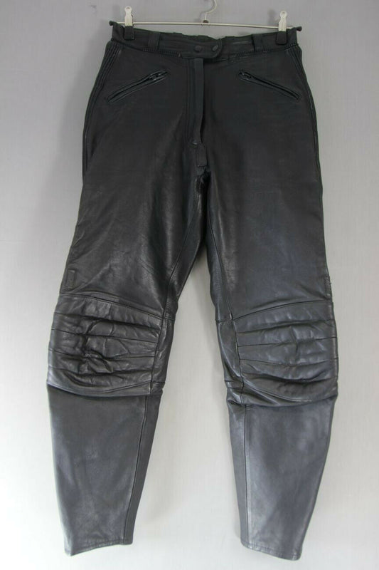 POLO 'ROAD' BLACK LEATHER BIKER TROUSERS: WAIST 30 INCHES/INSIDE LEG 29 INCHES