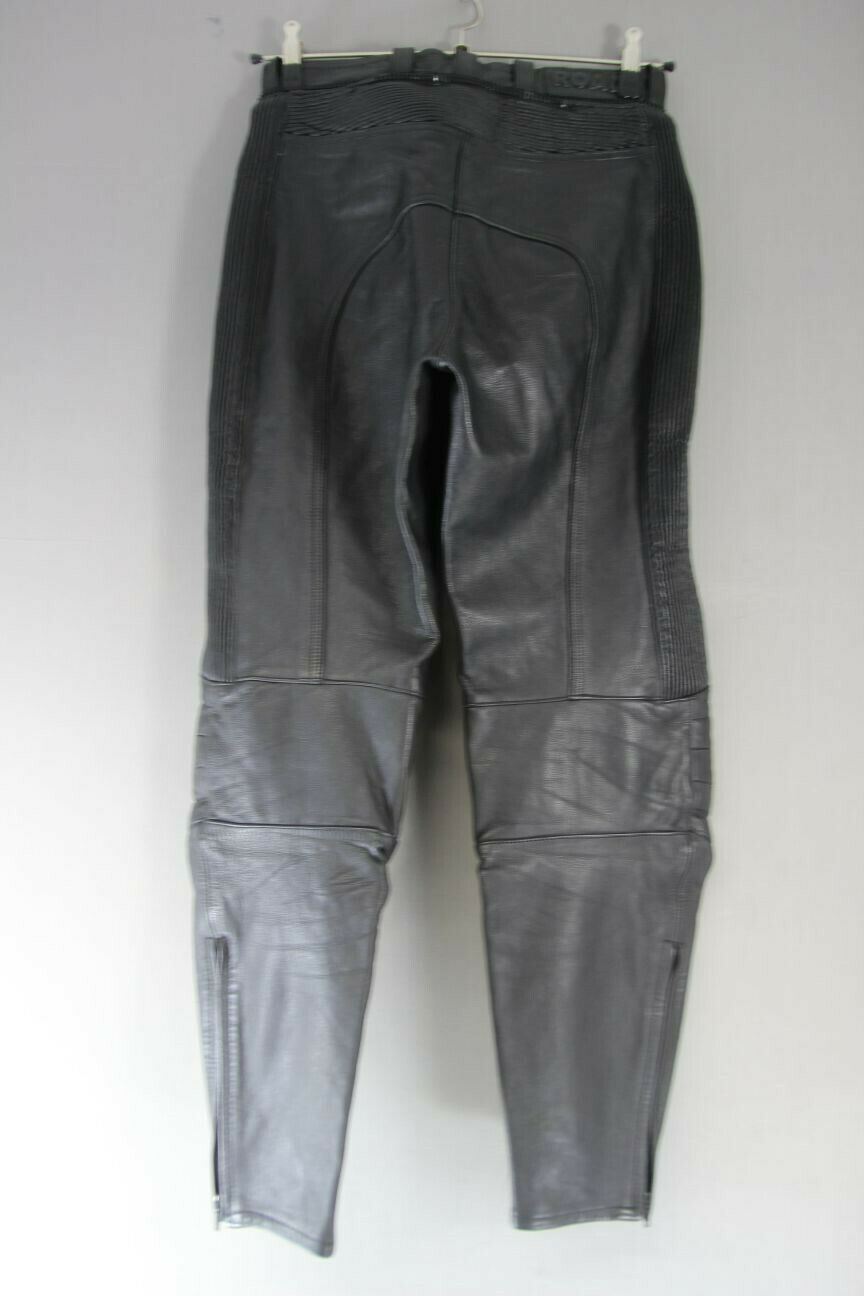POLO 'ROAD' BLACK LEATHER BIKER TROUSERS: WAIST 30 INCHES/INSIDE LEG 29 INCHES
