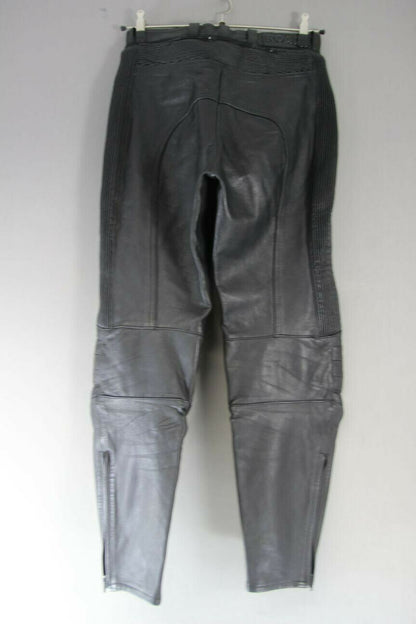 POLO 'ROAD' BLACK LEATHER BIKER TROUSERS: WAIST 30 INCHES/INSIDE LEG 29 INCHES