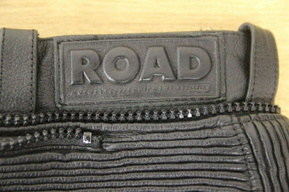 POLO 'ROAD' BLACK LEATHER BIKER TROUSERS: WAIST 30 INCHES/INSIDE LEG 29 INCHES