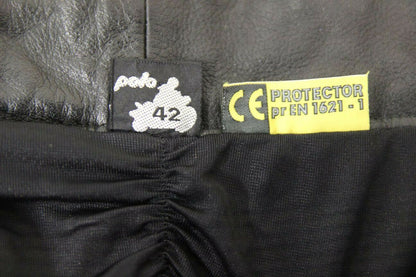 POLO 'ROAD' BLACK LEATHER BIKER TROUSERS: WAIST 30 INCHES/INSIDE LEG 29 INCHES