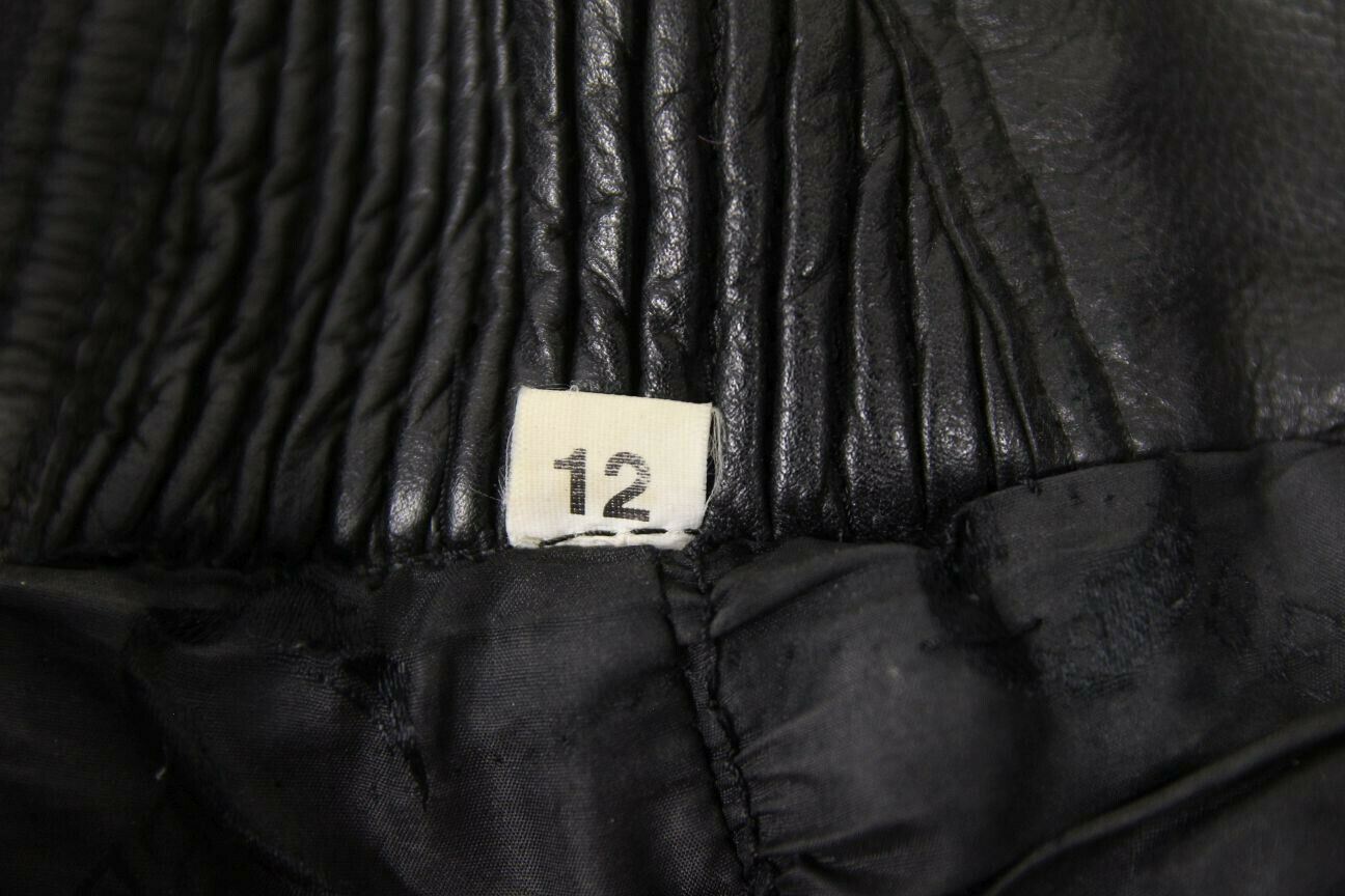 BELSTAFF BLACK LEATHER BIKER TROUSERS SIZE 12: WAIST 26 INCH/INSIDE LEG 29 INCH
