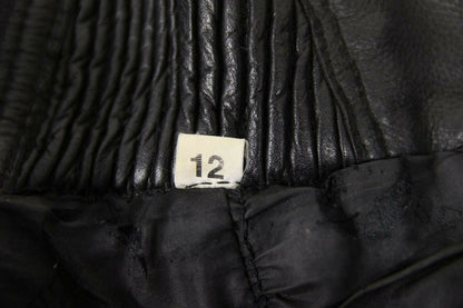 BELSTAFF BLACK LEATHER BIKER TROUSERS SIZE 12: WAIST 26 INCH/INSIDE LEG 29 INCH