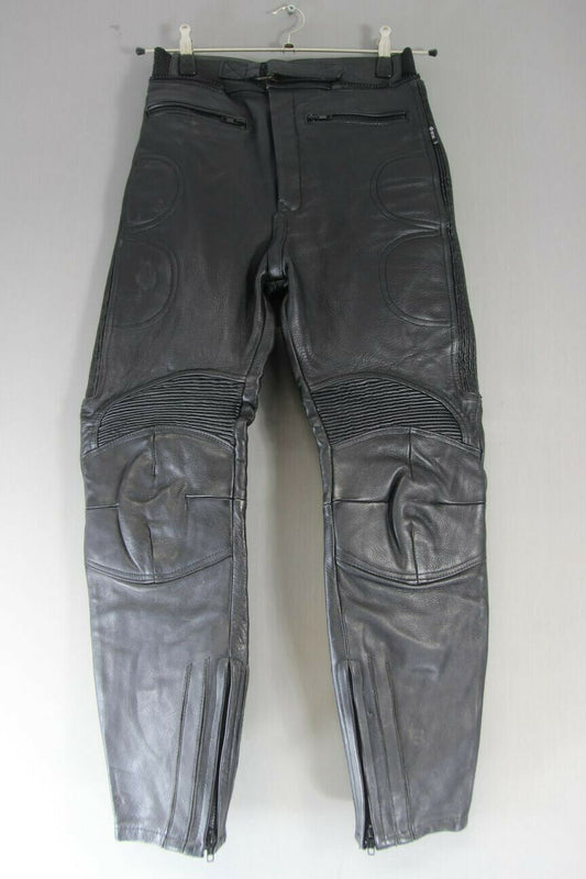 OSX CLASSIC BLACK LEATHER BIKER TROUSERS: WAIST 28 INCHES/INSIDE LEG 27 INCHES