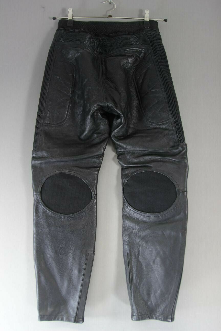 OSX CLASSIC BLACK LEATHER BIKER TROUSERS: WAIST 28 INCHES/INSIDE LEG 27 INCHES