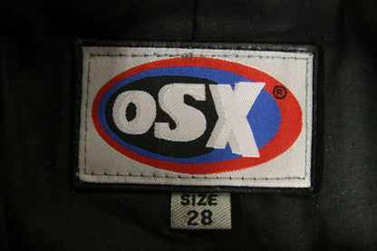 OSX CLASSIC BLACK LEATHER BIKER TROUSERS: WAIST 28 INCHES/INSIDE LEG 27 INCHES