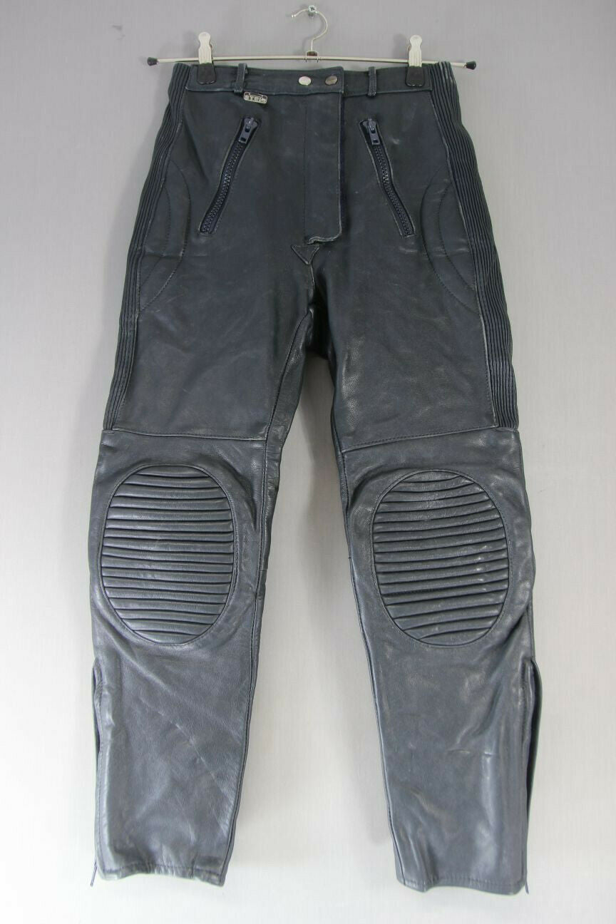 DARK BLUE STEIN LEATHERS BIKER TROUSERS SIZE 10/WAIST 28 INCH/INSIDE LEG 26 INCH
