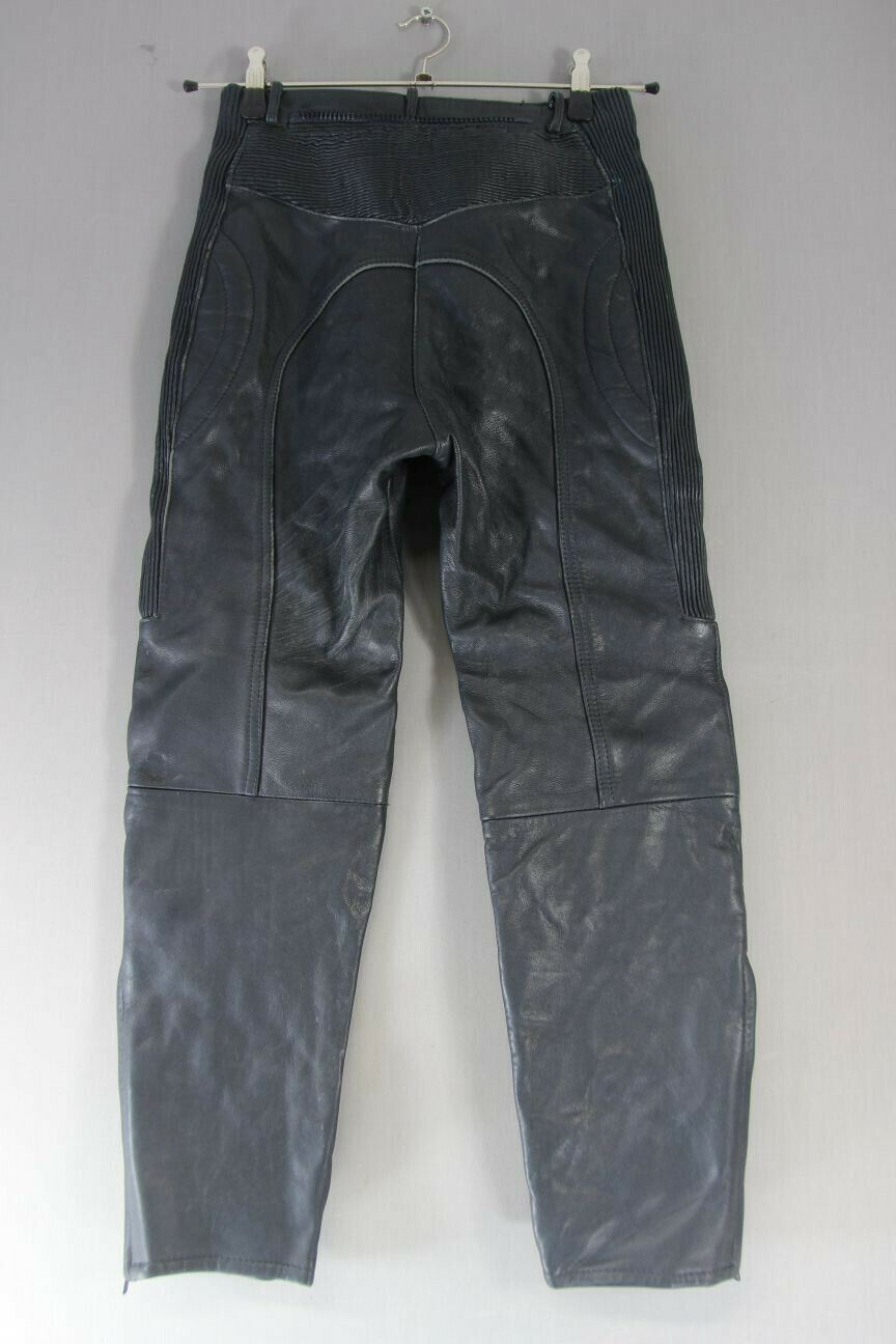 DARK BLUE STEIN LEATHERS BIKER TROUSERS SIZE 10/WAIST 28 INCH/INSIDE LEG 26 INCH