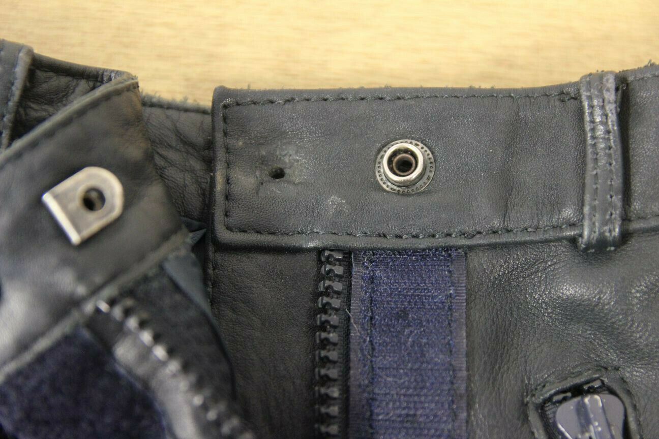 DARK BLUE STEIN LEATHERS BIKER TROUSERS SIZE 10/WAIST 28 INCH/INSIDE LEG 26 INCH
