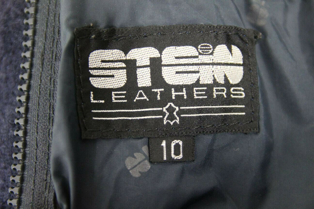 DARK BLUE STEIN LEATHERS BIKER TROUSERS SIZE 10/WAIST 28 INCH/INSIDE LEG 26 INCH