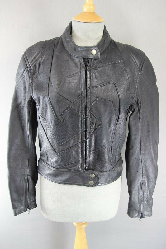 CLASSIC BLACK LEATHER BIKER JACKET 36 INCH
