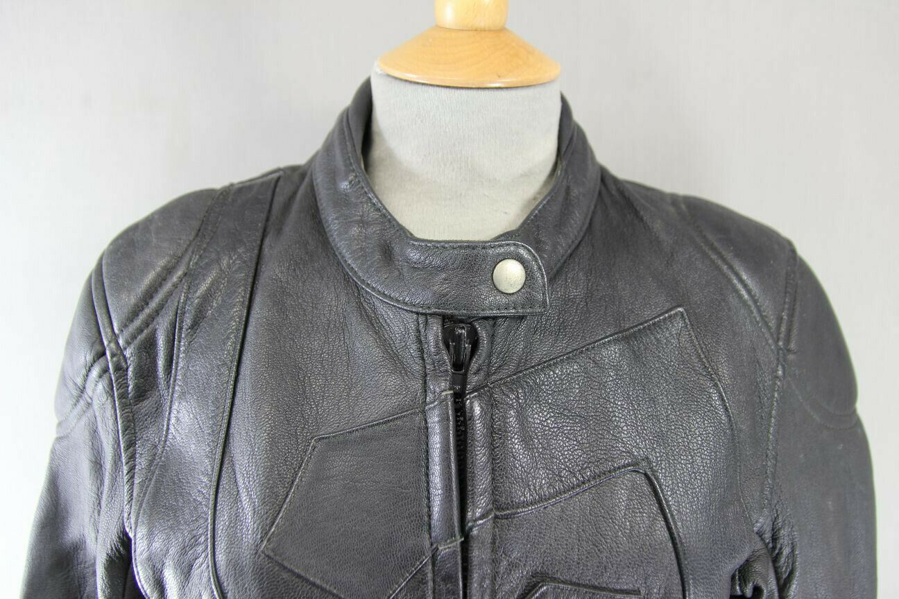 CLASSIC BLACK LEATHER BIKER JACKET 36 INCH