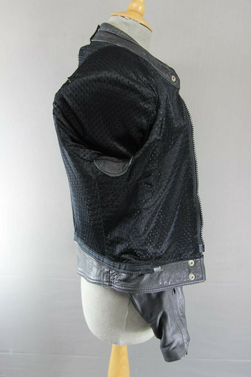 CLASSIC BLACK LEATHER BIKER JACKET 36 INCH
