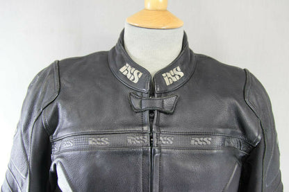 IXS BLACK LEATHER BIKER JACKET WITH REMOVABLE CE ARMOUR & THERMAL LINING 38 INCH