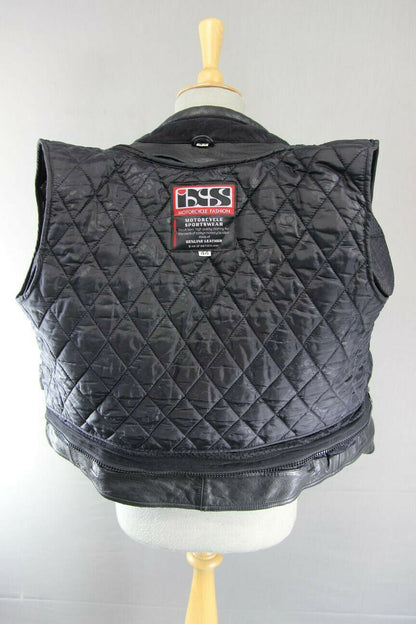 IXS BLACK LEATHER BIKER JACKET WITH REMOVABLE CE ARMOUR & THERMAL LINING 38 INCH