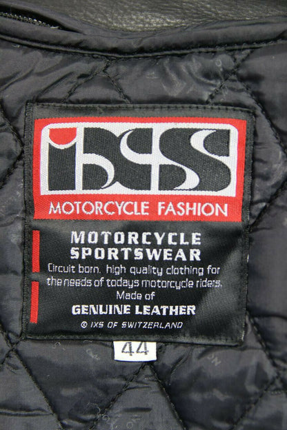 IXS BLACK LEATHER BIKER JACKET WITH REMOVABLE CE ARMOUR & THERMAL LINING 38 INCH