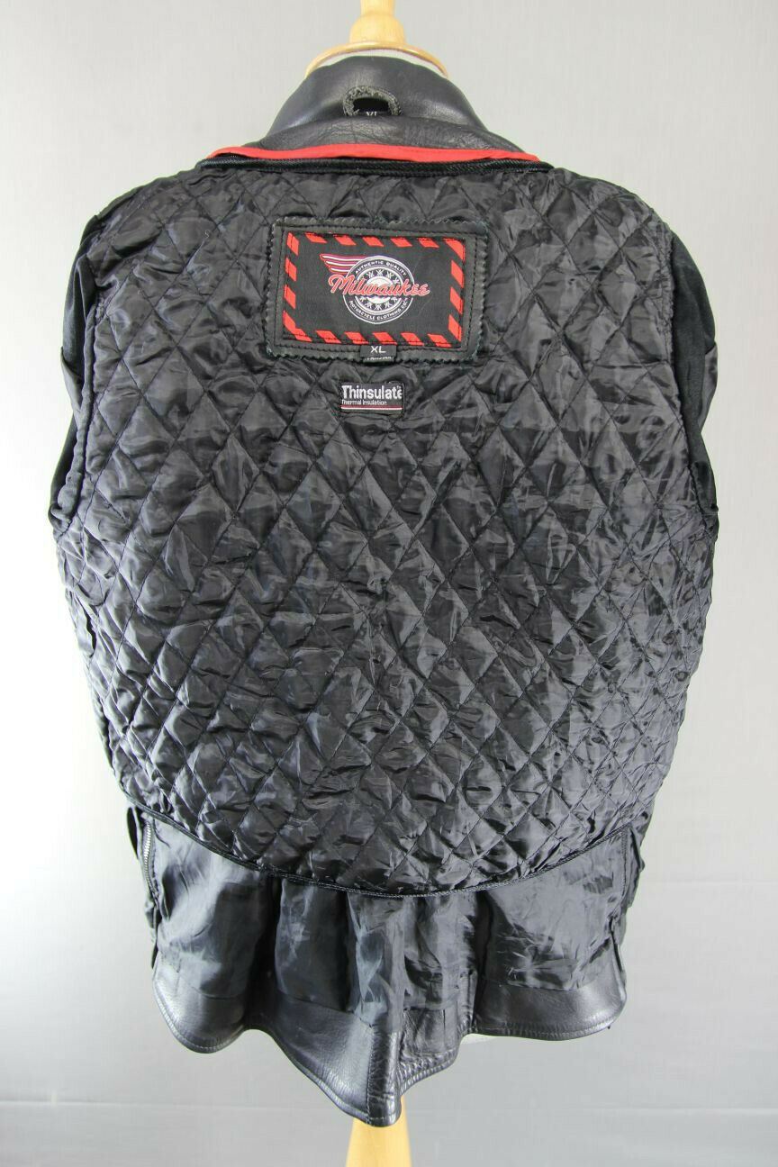 MILWAUKEE BLACK LEATHER BIKER JACKET WITH THINSULATE THERMAL LINING 36 INCH