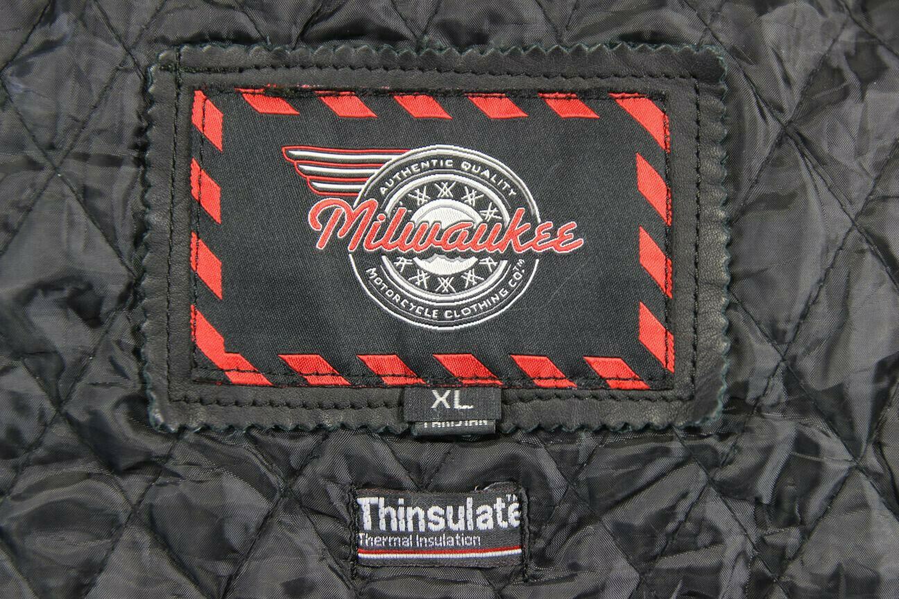 MILWAUKEE BLACK LEATHER BIKER JACKET WITH THINSULATE THERMAL LINING 36 INCH