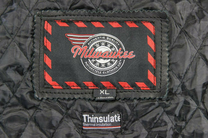 MILWAUKEE BLACK LEATHER BIKER JACKET WITH THINSULATE THERMAL LINING 36 INCH