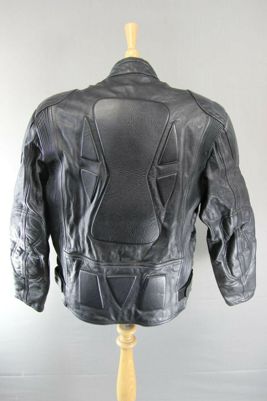 CITY OF LEATHER BLACK BIKER JACKET WITH SHOULDER PROTECTORS & THERMAL LINING 42"