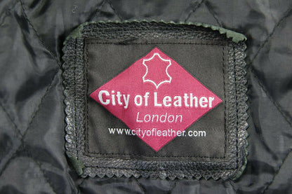 CITY OF LEATHER BLACK BIKER JACKET WITH SHOULDER PROTECTORS & THERMAL LINING 42"
