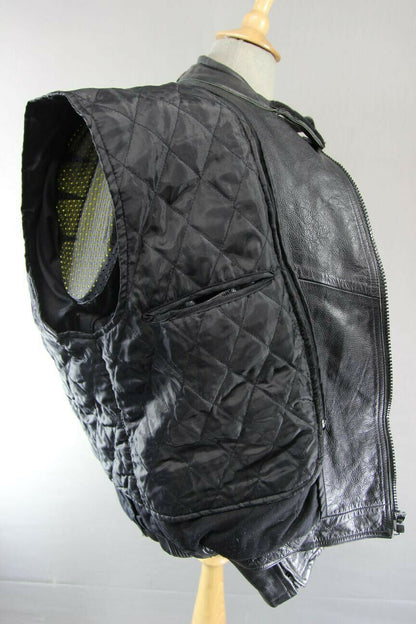 CITY OF LEATHER BLACK BIKER JACKET WITH SHOULDER PROTECTORS & THERMAL LINING 42"