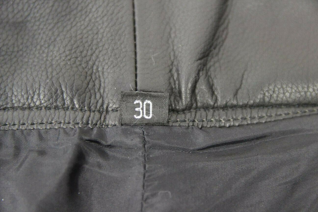 CLASSIC BIKO BLACK LEATHER BIKER TROUSERS: WAIST 30 INCH/INSIDE LEG 30 INCH