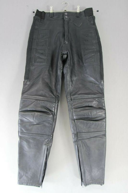 AKITO TITAN PLUS BLACK LEATHER BIKER TROUSERS: WAIST 28 INCH/INSIDE LEG 30 INCH