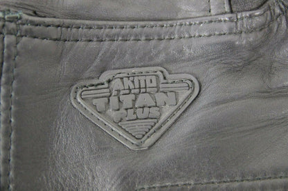 AKITO TITAN PLUS BLACK LEATHER BIKER TROUSERS: WAIST 28 INCH/INSIDE LEG 30 INCH